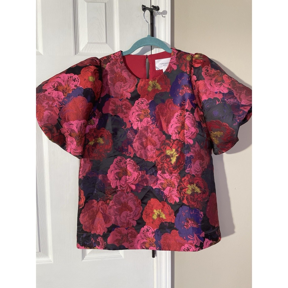 Tuckernuck + Pomander Place Camellia Jacquard Lyla Puff Sleeve Blouse | XS - Picture 3 of 7